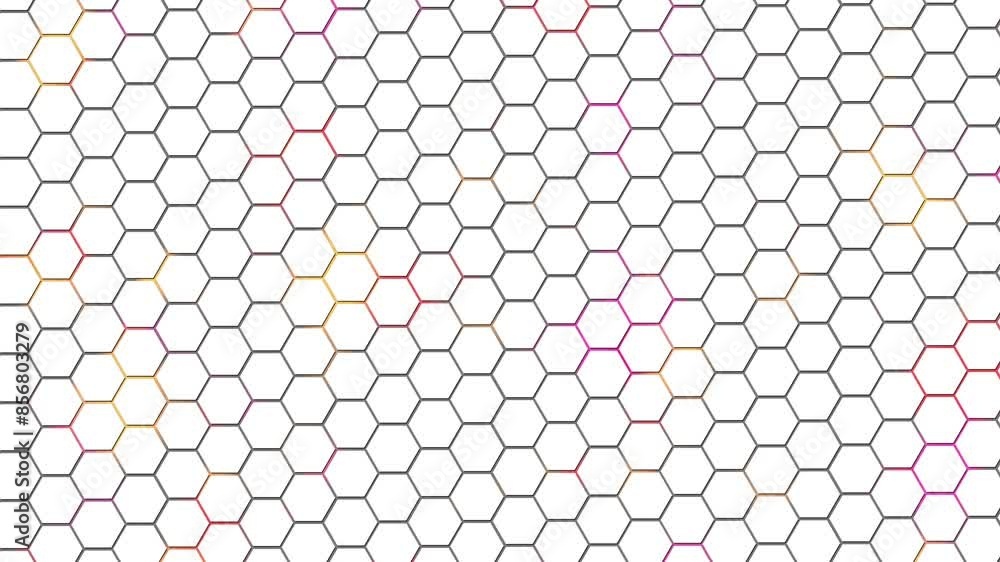 white background of hexagons. with colored inserts. background animation white background of hexagons. with colored inserts. background animation