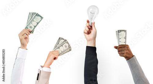Png Business proposal bidding mockup hands holding money