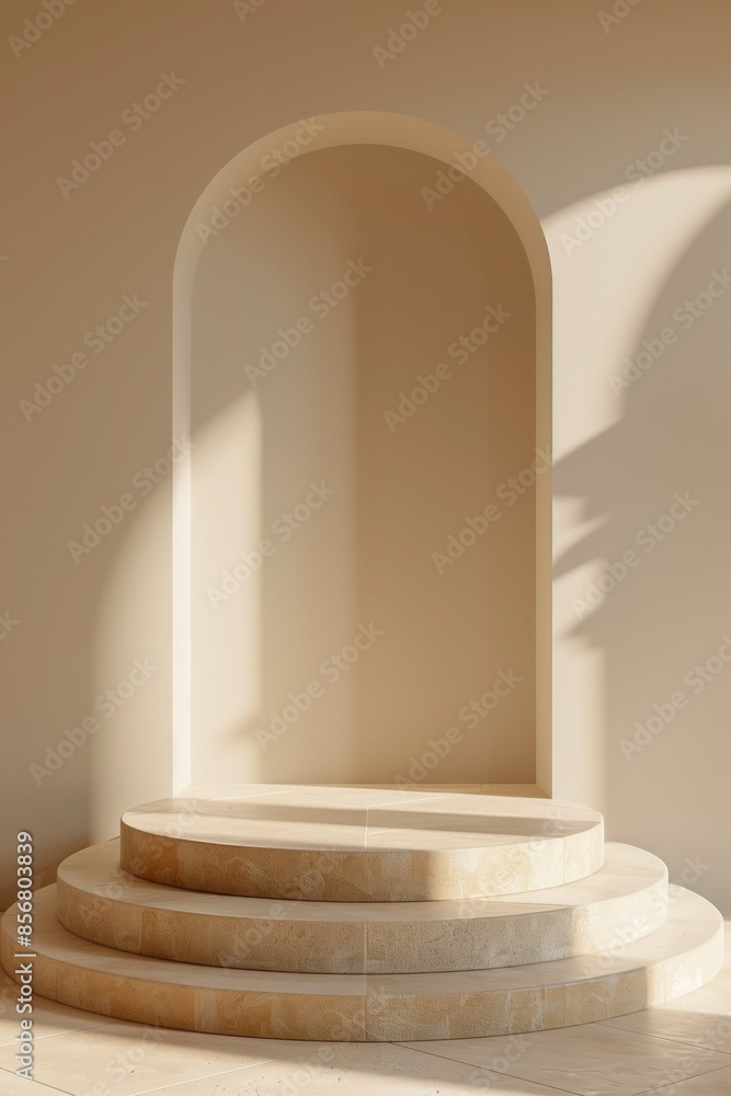 An empty round 3D podium for demonstrating products and models. The form for the product card. Product presentation. An empty background with a place , space An empty round 3D podium for demonstrating products and models. The form for the product card. Product presentation. An empty background with a place , space