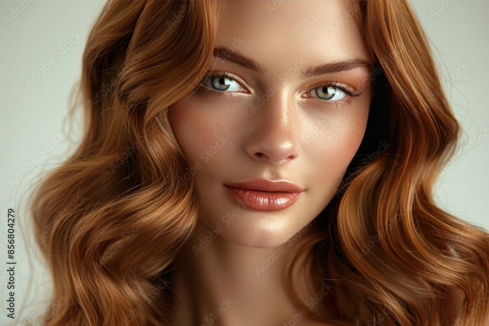Close Up Portrait of a Woman With Wavy Red Hair Close Up Portrait of a Woman With Wavy Red Hair