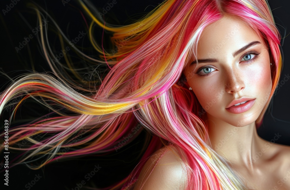 Woman With Colorful Hair And Makeup Woman With Colorful Hair And Makeup