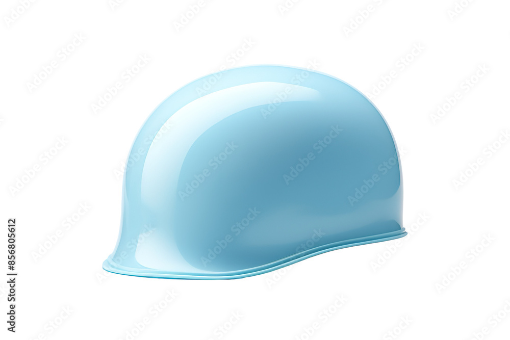 A Sky Blue Helmet Rests in the Studio Light on a Clear PNG or White Background. A Sky Blue Helmet Rests in the Studio Light on a Clear PNG or White Background.