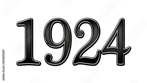 black metal 3d design of number 1924 on white background.