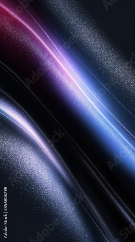 A digital abstract image featuring a dark background with swirling lines of light in shades of pink, blue, and white