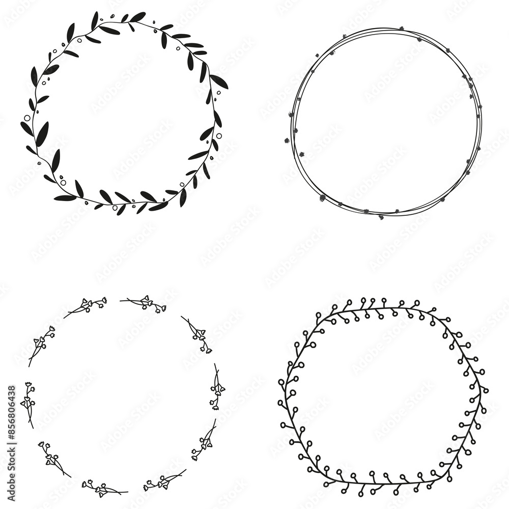 Black leafy frame set transparent png Black leafy frame set transparent png