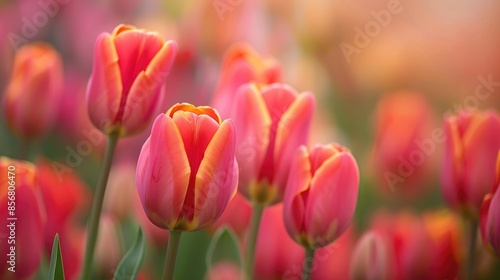 Close up Macro Photography of Dutch Tulips in their Natural Environment photo