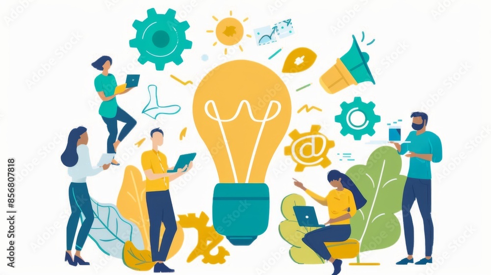 A group of people are working together on a project A group of people are working together on a project