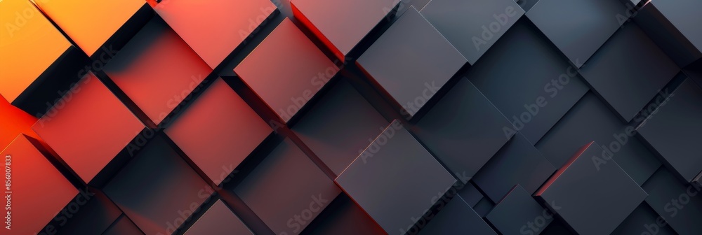 Abstract Geometric Pattern with Orange, Red and Black Squares Abstract Geometric Pattern with Orange, Red and Black Squares