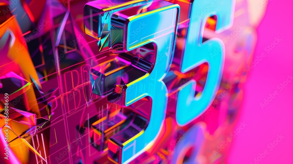 Abstract 3D number 35 in modern design - Colorful and abstract 3D composition with the number 35 in a contemporary art style Abstract 3D number 35 in modern design - Colorful and abstract 3D composition with the number 35 in a contemporary art style