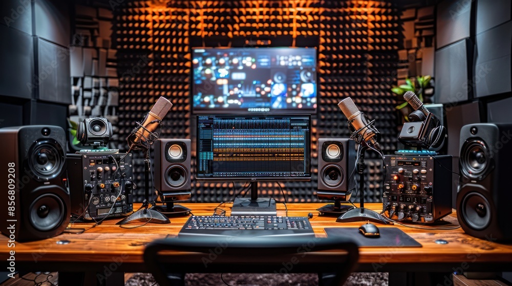 Fototapeta premium Professional Music Production Studio Setup
