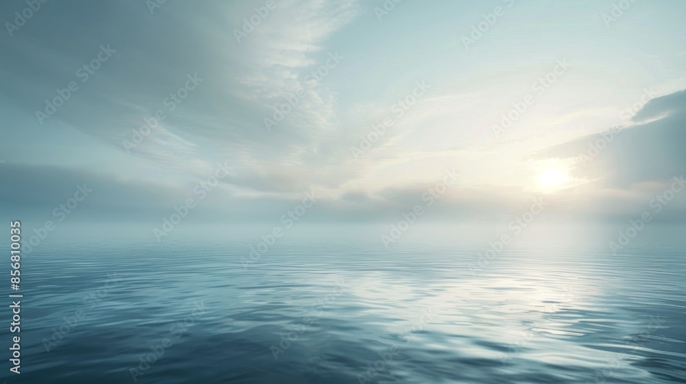 A calm ocean with a cloudy sky in the background A calm ocean with a cloudy sky in the background