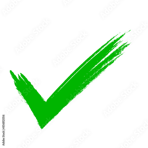 Green Tick Brush Stroke Sign, Icon, Tick Mark, Check Mark. Vector Illustration.