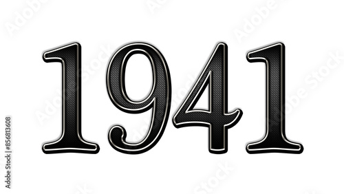 black metal 3d design of number 1941 on white background.