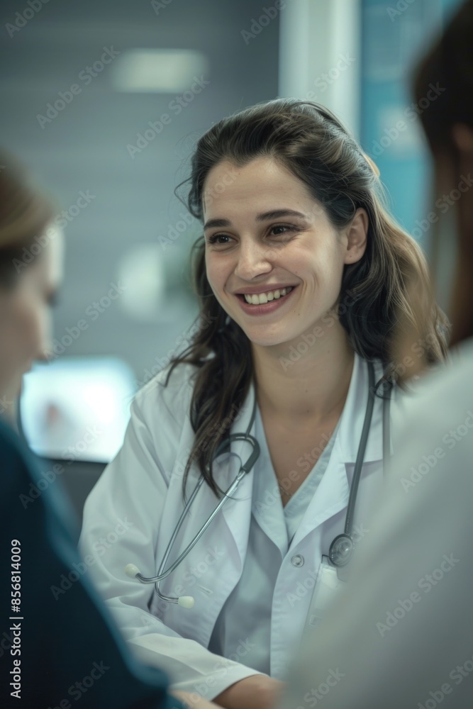 A woman wearing a stethoscope sits at a desk, possibly reviewing patient records or preparing for exams A woman wearing a stethoscope sits at a desk, possibly reviewing patient records or preparing for exams