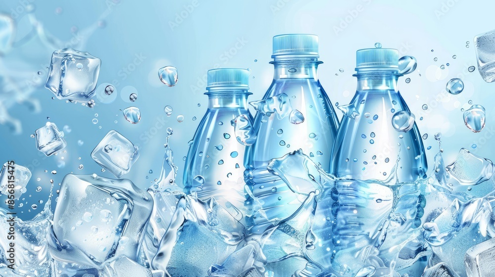 Transparent realistic drinking Water Bottle with water splash. Healthy Drink Natural Water
Transparent realistic drinking Water Bottle with water splash. Healthy Drink Natural Water
