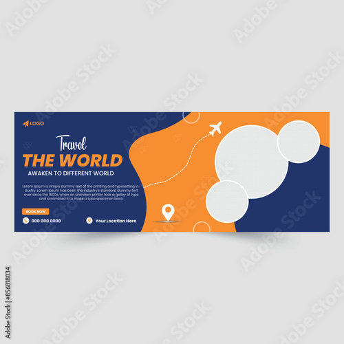 Creative, Modern Travel Facebook Cover Vector Template Design.