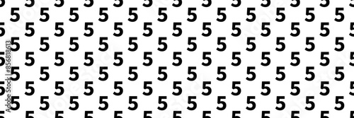 horizontal seamless black number five pattern background on white.