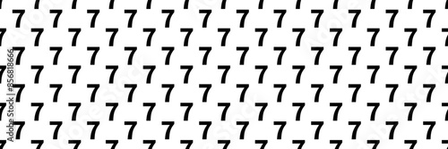 horizontal seamless black number seven pattern background on white.