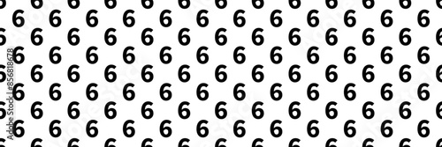 horizontal seamless black number six pattern background on white.