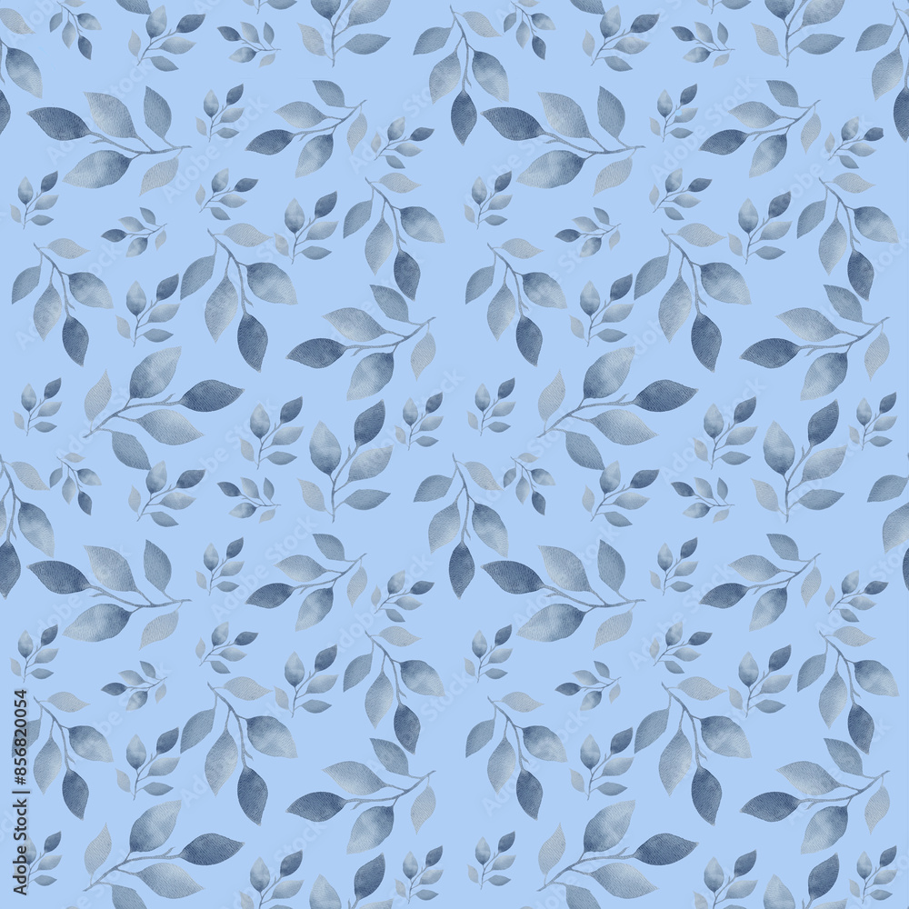 Garden Blue Flowers and Bright Leaves Seamless Pattern. Artistic seamless pattern. Summer design of textile, fabric, wallpaper, background and more. Garden Blue Flowers and Bright Leaves Seamless Pattern. Artistic seamless pattern. Summer design of textile, fabric, wallpaper, background and more.