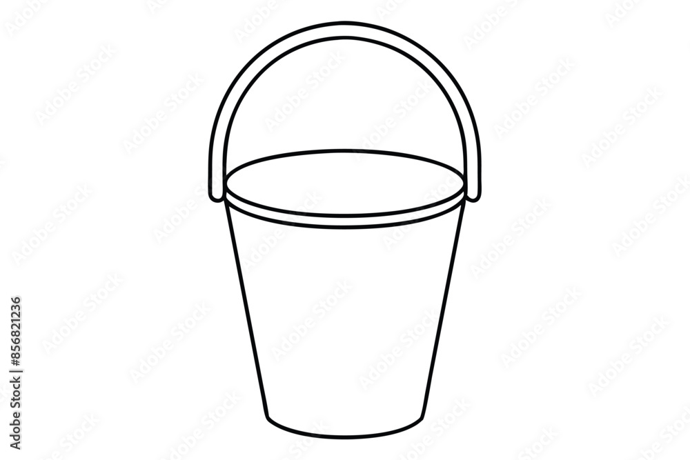 Bucket with handle line art vector illustration Bucket with handle line art vector illustration