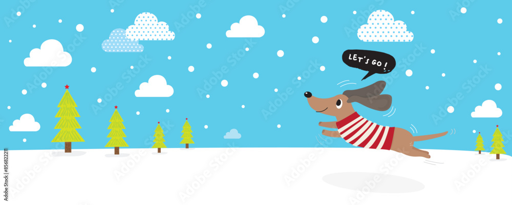 Cute dog hand drawn Doodle Vector in christmas day, cute animal, Dachshund Cute dog hand drawn Doodle Vector in christmas day, cute animal, Dachshund