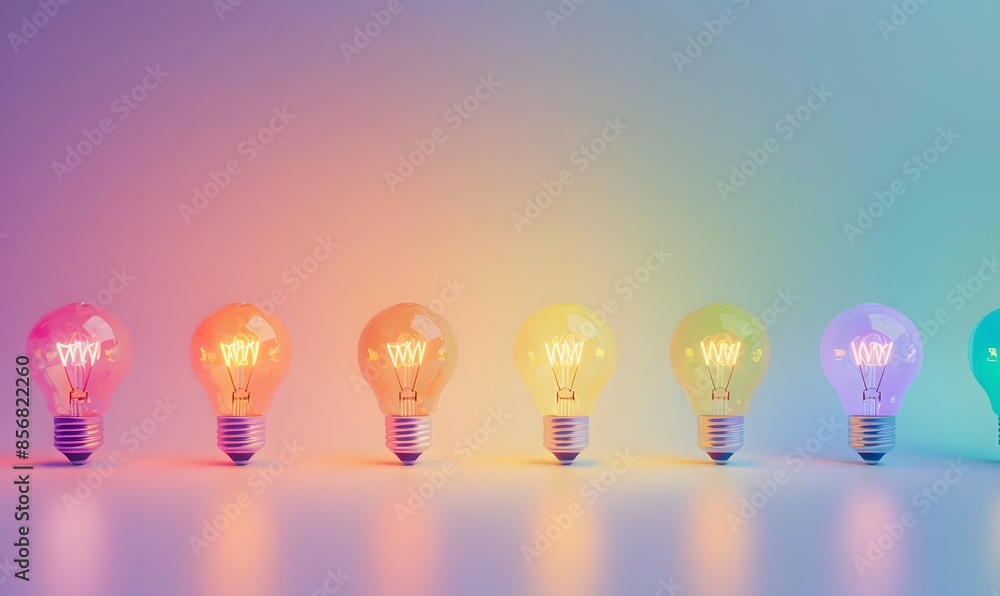 Colored light bulbs, Generative AI Colored light bulbs, Generative AI