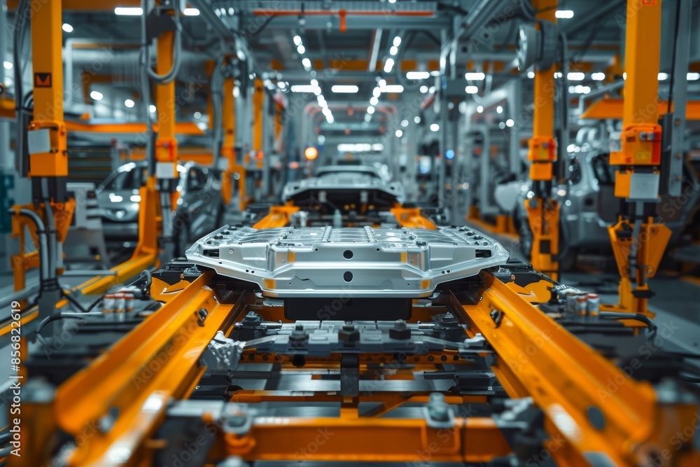 Witness the innovation behind electric vehicles with studio isolate shots capturing the mass production assembly line of battery cells. Witness the innovation behind electric vehicles with studio isolate shots capturing the mass production assembly line of battery cells.