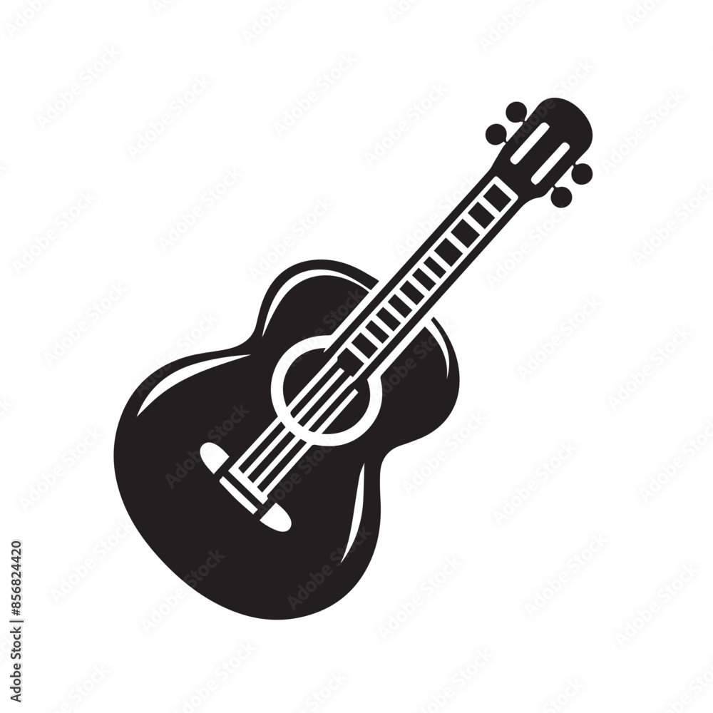 Silhouette of Guitar Icon Isolated in White Silhouette of Guitar Icon Isolated in White