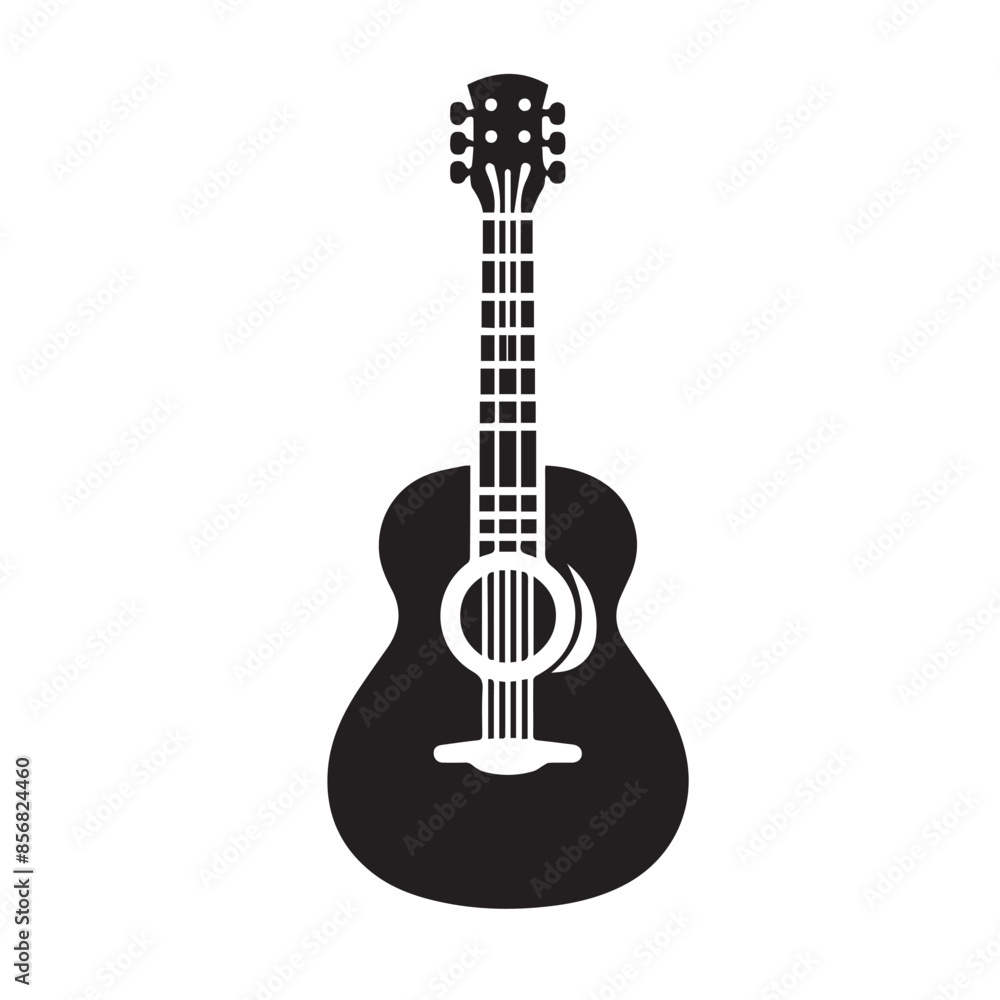 Obraz premium Silhouette of Guitar Icon Isolated in White