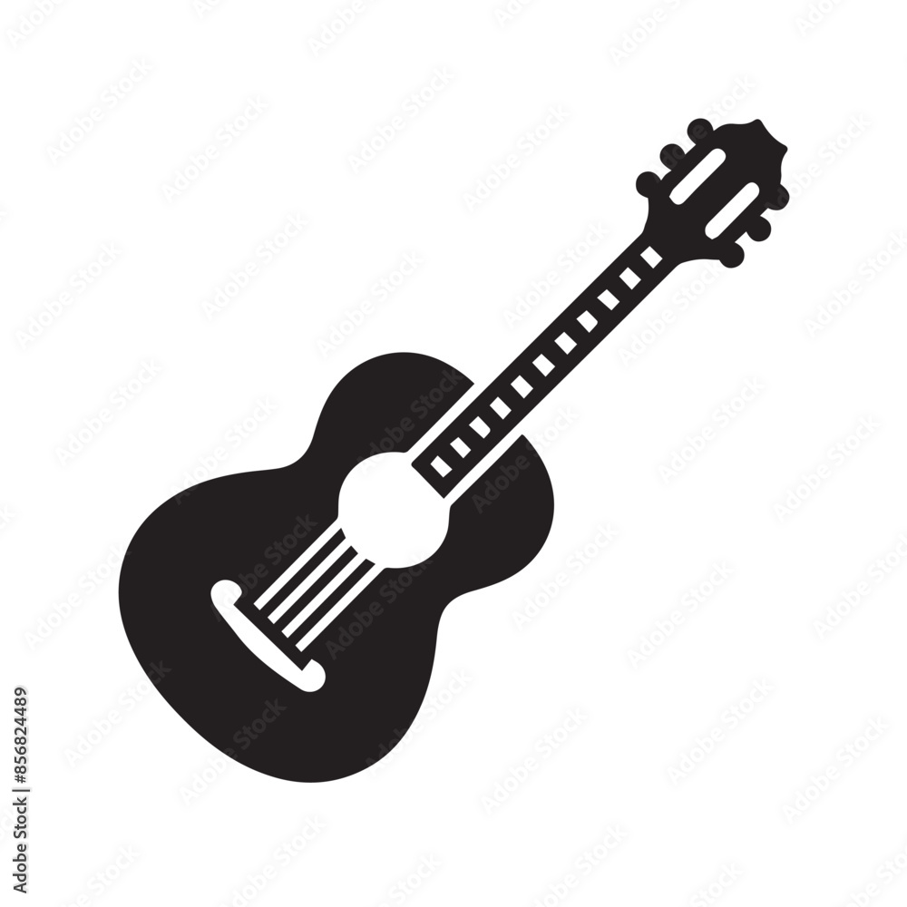 Fototapeta premium Silhouette of Guitar Icon Isolated in White