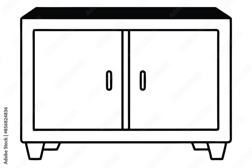 Cabinet line art vector illustration Cabinet line art vector illustration