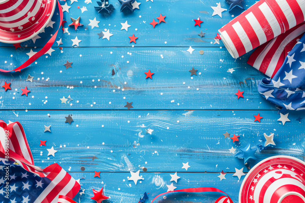 Fototapeta premium 4th of July poster with USA flag