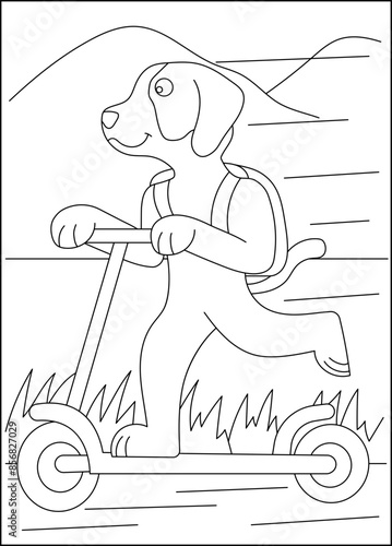 kickboard dog coloring book page