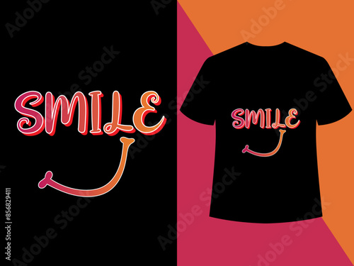 Holographic color smiles for t-shirt design with Slogan. Colorful acid emoji smile illustration for t-shirt. Rave style print for apparel in hologram rainbow colors Vector. photo