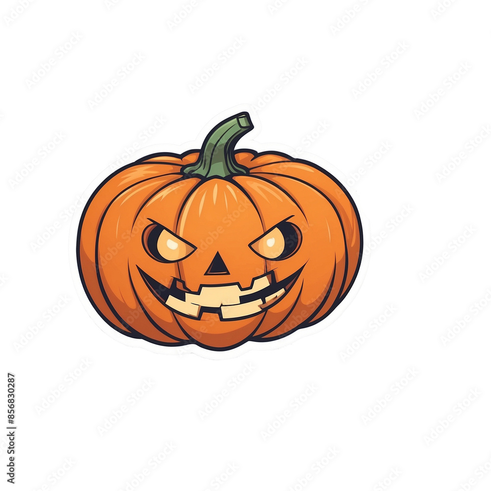 Cartoon Halloween Pumpkin With Carved Grinning Face Cartoon Halloween Pumpkin With Carved Grinning Face