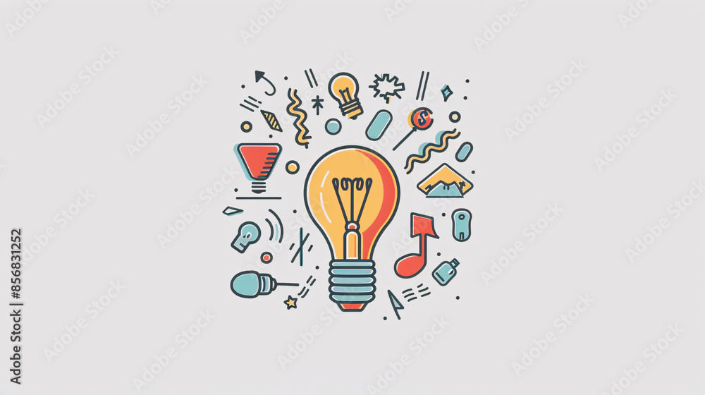 a light bulb surrounded by various icons a light bulb surrounded by various icons