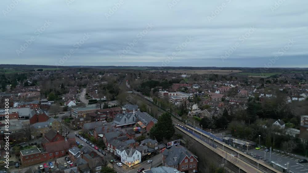High Angle View of Harpenden City Centre of Harpenden Town of England. March 16th, 2024 High Angle View of Harpenden City Centre of Harpenden Town of England. March 16th, 2024