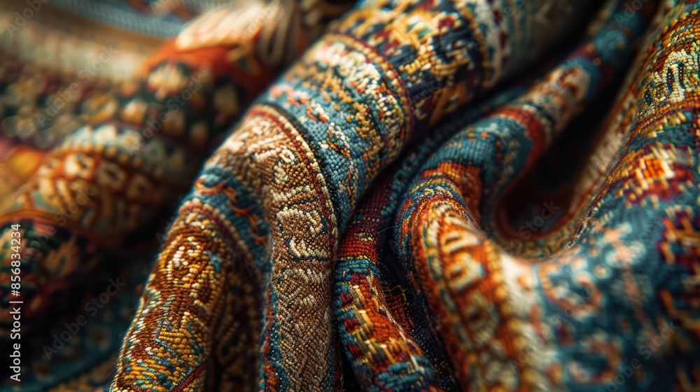A colorful rug with a pattern of flowers and leaves A colorful rug with a pattern of flowers and leaves