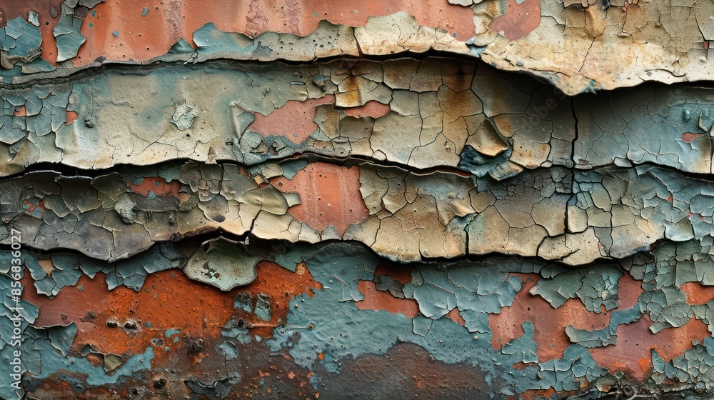 The image is of a wall with peeling paint and a lot of cracks The image is of a wall with peeling paint and a lot of cracks