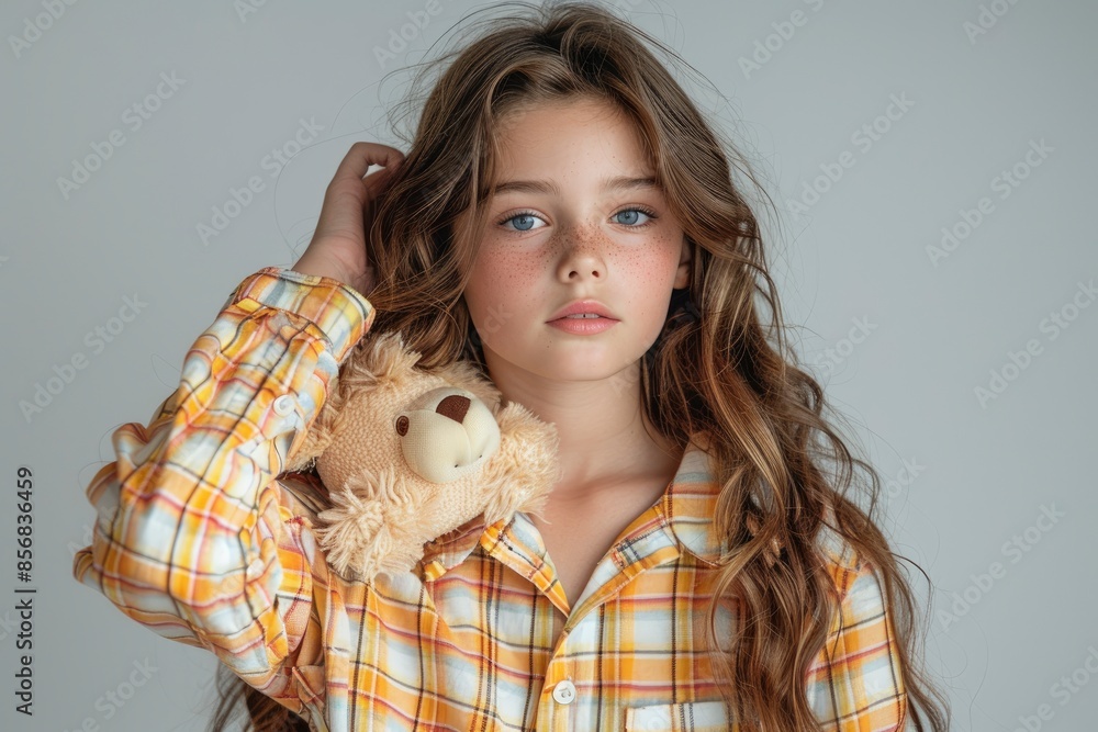 Studio portrait of a young couple with their cat, both smiling, wearing casual clothes, isolated on blue background, professional photography Studio portrait of a young couple with their cat, both smiling, wearing casual clothes, isolated on blue background, professional photography