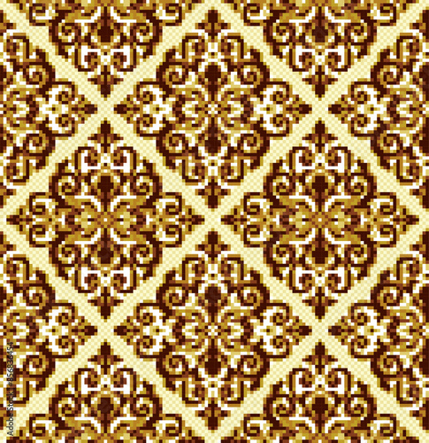 Seamless yellow pixel background with pattern.