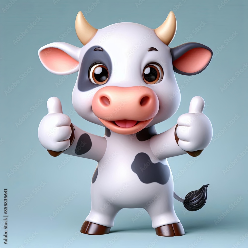 cute cow thumbs up cartoon 3d Generative AI cute cow thumbs up cartoon 3d Generative AI