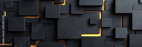 Abstract Geometric Black and Yellow Composition