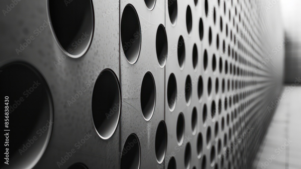A wall with a series of holes in it A wall with a series of holes in it