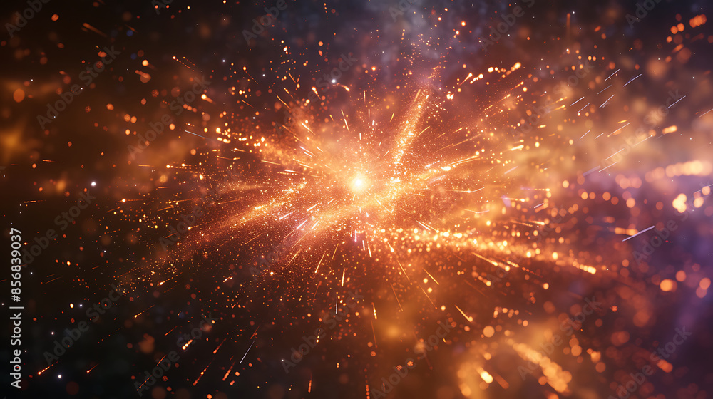Fototapeta premium Radiant light Fireworks in the night sky background.