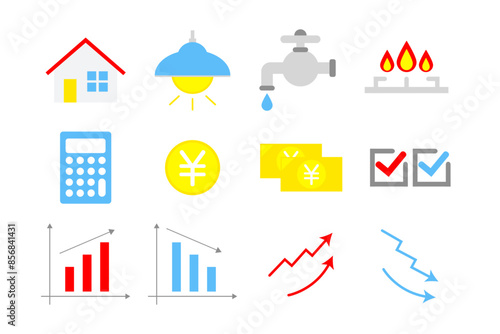 電気・水道・ガスに関するアイコンセット