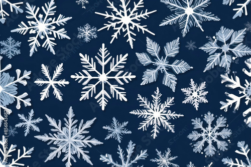 White snowflakes on blue background
 photo