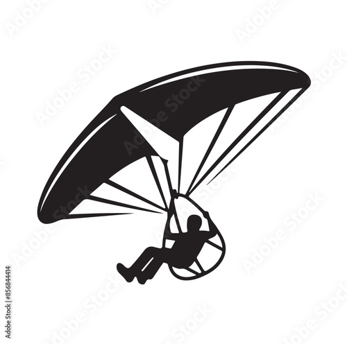 Hang glider silhouette. Vector illustration. Isolated white background.