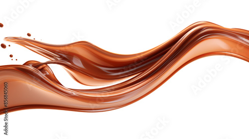 Rich Chocolate Milk Abstract Background on Transparent Isolated Surface - Top View for Designers and Food Concepts.